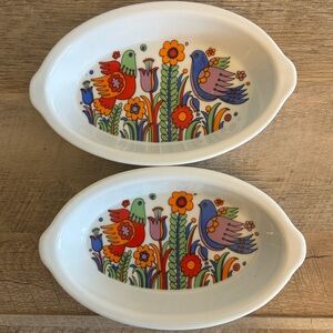 Vtg Mid Century Royal Crown Porcelain Ovenware Paradise # 33-695 Casserole Dish